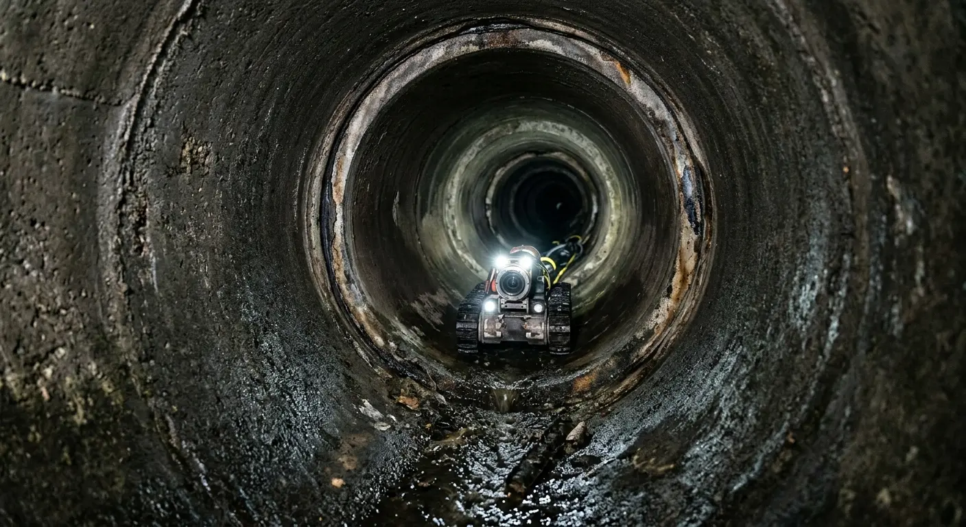 Robotic sewer camera inspecting pipe interior for Sewer Line Cleaning in Silver City